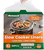 Hotensil Slow Cooker Liners 20 Count 14"x 22" Pot Liners Fit 6QT to 10QT Pots Easy-Cleaning Cooking Bags