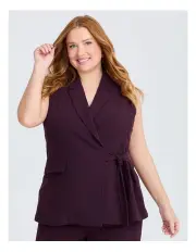 [Taking Shape] Tailored Wrap Work Vest in Merlot