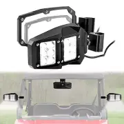 2PCS UTV Side Rear View Mirrors w/ Light For Polaris Ranger XP 570 900 1000 Crew