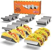 Taco Holder Stand - Set of 6 - Oven & Grill Safe Stainless Steel Taco Racks with Handles - Fill & Serve Tacos with Ease - Taco Trays by Fiesta Kitchen