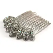 Hand Made Hair Jewelry swarovski crystal Almond-Shaped Cluster Comb, White