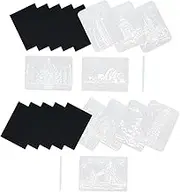 Angoily 2Sets Scratch Drawing Stencils and Scratch Paper DIY Art Craft for Engaging Non Pigment Creative Activity for Home Travel and Restaurant Use