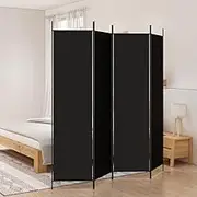 4 Panel Room Divider, Privacy Screen Shelf Dividers Partition Screens Black 200x200 cm Fabric