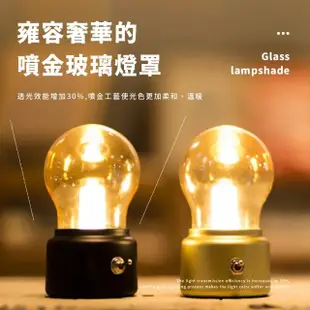 【英倫復古】USB電燈泡造型LED護眼夜燈(便攜 臥室 節能 照明燈 閱讀燈 露營燈 居家擺飾 充電夜燈)