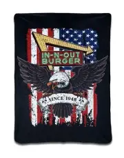 In N Out Burger Sherpa blanket USA American Eagle Flag Collectibles Plush Soft
