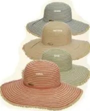 Panama Jack Women's Striped Paper Braid Floppy UPF 50+ Sun Hat - Choice of Color