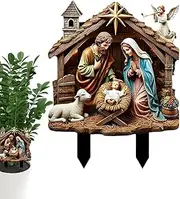 Outdoor Nativity Scene,Outdoor Nativity Scenes | Acrylic 2D Christmas Jesus Nativity Sign | Farm Animal Garden Inserts, Yard Statue Stake, Country Outdoor Decoration