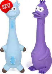 Squeaky Dog Toys, 2-Pack, Squawking Latex, Rubber Duck & Chicken