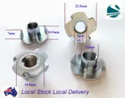 Qty 1 M10 (10mm) Zinc Steel 4 Prong T Nut Tee Blind Timber Wood Insert Nuts
