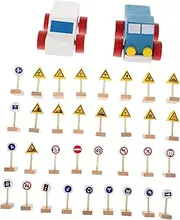 KONTONTY 1 Set Wooden Traffic Sign for Educational Simulation Road Signs for Early Childhood Learning with and