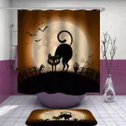 Scary Halloween Cat Shower Curtain