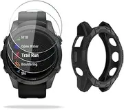 Watch Screen Protector Compatible for Garmin Epix pro 42MM /Fenix 7S, Tempered Glass Film Anti Scratch High Definition Full Coverage and Soft TPU Protective Case cover