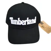 NWT Timberland Snapback Black Embroidered Baseball Hat Cap Large Print Logo
