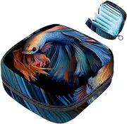 Period Bag,Sanitary Napkin Storage Bag,Abstract Watercolor Fish,Tampon Holder for Purse