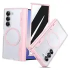 Case, with Front Privacy Screen Protector & Hinge for Z Fold 6 Frosted Pink