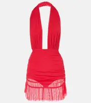 [Norma Kamali] Norma Kamali Ruched halterneck minidress AU 14 red