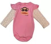 PAUL FRANK GIRLS BODYSUIT - PINK GLASSES 0/3 MONTHS - BABY LONG SLEEVE