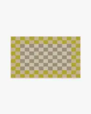 90' x 150' | Machine Washable Runner Rug | Kid & Pet Friendly | Indoor Rug | Checker Border Chartreuse Rug by Jonathan Adler | Ruggable