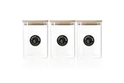 3x Lemon & Lime Camden 1.1L Glass Jar Square Storage Container w Bamboo Lid CLR