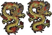 COOPHYA 2pcs Unique Dragon Embroidery Iron Patches for Clothing Repair and Decoration Versatile Applique for Bags Hats and Casual Wear Creative DIY Craft Supplies