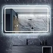 Simplus LED Wall Mirror Bathroom Mirrors for Wall Mounted Anti-Fog 3 Colors Dimmable Lighting Smart Touch Switch Vanity Makeup Mirror 120x70CM