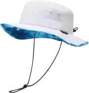 UPF 50+ Foldable Sun Hat Patterned Under Brim Bucket Hats for Medium, White