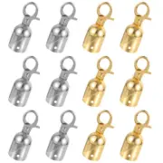 12 Pcs Rope End Stop Stainless Hook Metal Cord Lock Stopper Cap with