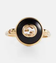 [Gucci] Gucci Interlocking G 18kt gold ring with onyx and white diamonds J gold
