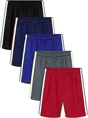 [Resinta] 5 Pack Toddler Boys Mesh Shorts Quick Dry Active Performance Shorts Basketball Shorts with Pockets