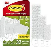 Command Picture Hanging Strips Variety Pack, Damage Free Hanging Picture Hangers, No Tools Wall Hanging Strips for Living Spaces, White, 8 Small Pairs, 16 Medium Pairs and 8 Large Pairs(64 Strips)
