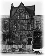 Romanesque style town house, architectural drawings, stone details, 4 bedrooms