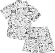 [Caihoyu] Big Boy Hawaiian Button Down T Shirt Shorts Set Toddler Baby Boy Outfit Infant Little Boy Gift