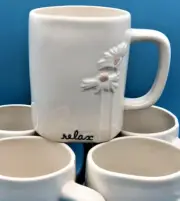 Rae Dunn by Magenta “RELAX” with Daisy 20oz Mug - NEW - Fun Gift Idea