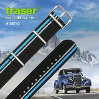 在飛比找蝦皮購物優惠-【史瓦特】TRASER 藍色條紋尼龍織料錶帶-22mm(#1