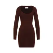 [Saint Laurent] Saint Laurent-Chocolat Viscose Mini Dress-Donna S STAND