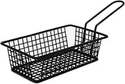 qwmvhfg， Mini Rectangular Fried Basket with Handle Creative Black French Fries Basket Multi-Purpose Stainless Steel Snack Display Bas