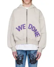 logo-print zip-up hoodie S White