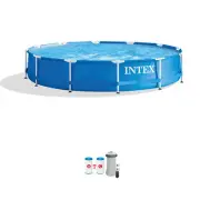 Intex Metal Frame Round Above Ground Swimming Pool with Pump