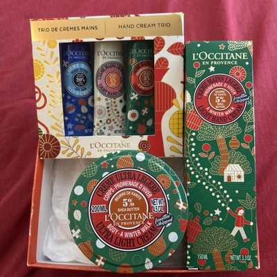 L'Occitane limited Winter Walk Light Body Hand Cream 200ml Jumbo 150ml trio box