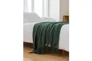 Micro Plush Knitted Woven Throw Blanket - Forest