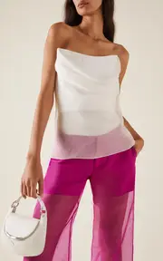 [Del Core] Draped Silk-Organza Corset Top