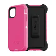 Pink White Case For iPhone 15 Plus OtterBox Defender Series Case with Clip
