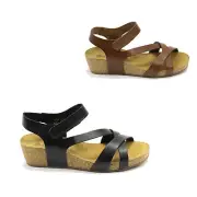 Women's Eric Michael Havana Leather Wedge Cork Platform Sandals NEW