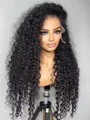 Deep Wave Frontal Wig Human Hair 13X4 Curly Human Hair Wig Transparent HD Lace W