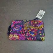 NWT Vera Bradley Midnight Wildflowers RFID Turnlock Wallet 7.5"
