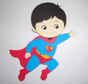 Super Hero Super Man Paper Doll Paper Die Cut Scrapbook Embellishment