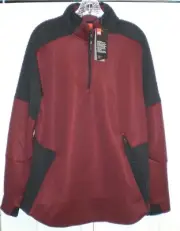 UNDER ARMOUR MEN'S QUARTER ZIP SHIRT, LONG SLEEVE BURGUNDY & BLACK SZ LARGE NWT
