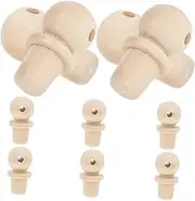Zerodeko 10pcs Wooden Finials Water Bottle Corks Accessories Wood Mini Finials Replacement Bottle Toppers Small Cork Stopper Wood Bottle Corks