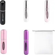 GFTCGK 5 x 5 ml mini perfume atomiser, travel perfume atomiser, refillable, handy spray bottle for handbag and travel, for handbag, travel, holidays, comes with storage bag