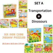 2 SETS Wooden Blocks Toys Children Six Side Cube Jigsaw Puzzles Game